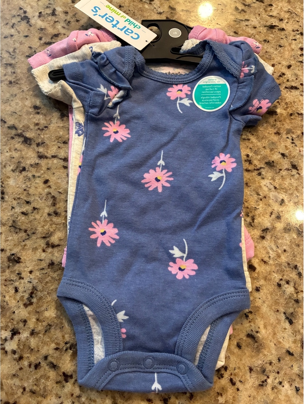 Carter's Newborn Baby Girl Bodysuit 3-Pack Floral and Butterfly Print